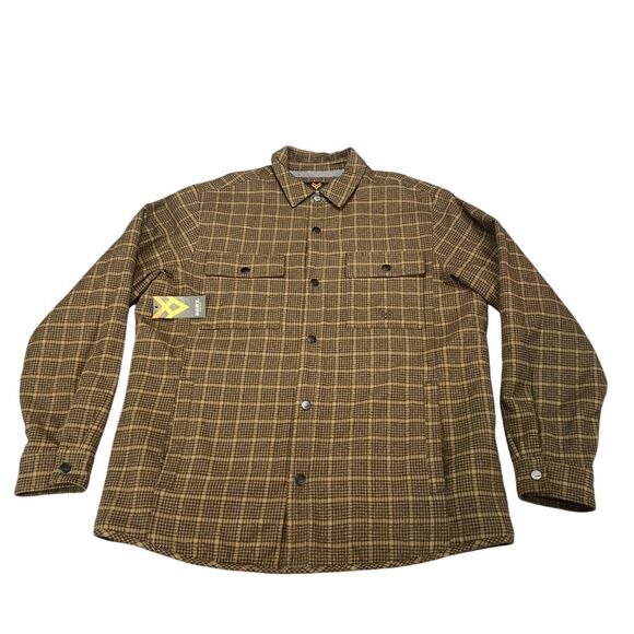 Hawx Work Gear Shacket Mens XL Brown Plaid Sherpa Lined Pockets Snap Button